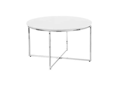  Luxuriöser weißer Couchtisch Beine aus weißem Metall silberfarben Wohnzimmer neu